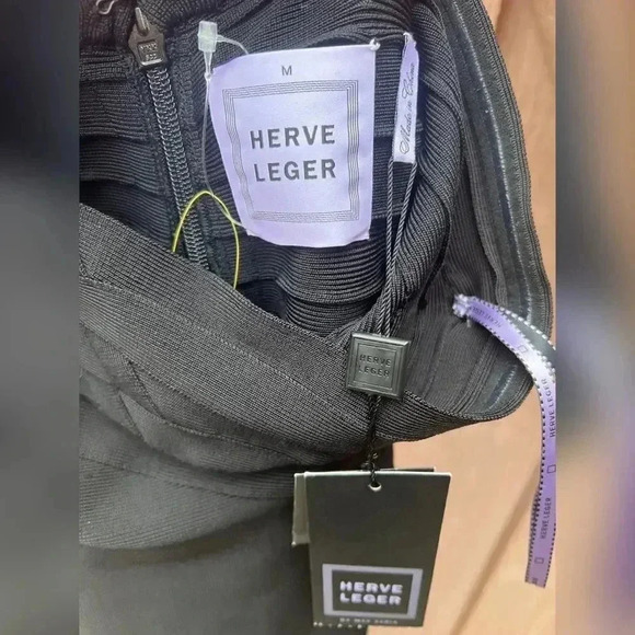 Hervé Leger Black Signature Alayna Strapless Bandage Dress NEW WITH TAG - Picture 7 of 9